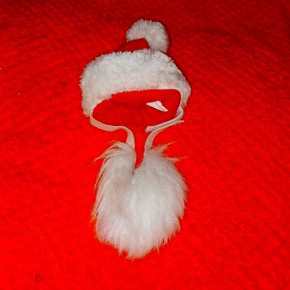 Small Santa hat with attached Velcro Santa beard
